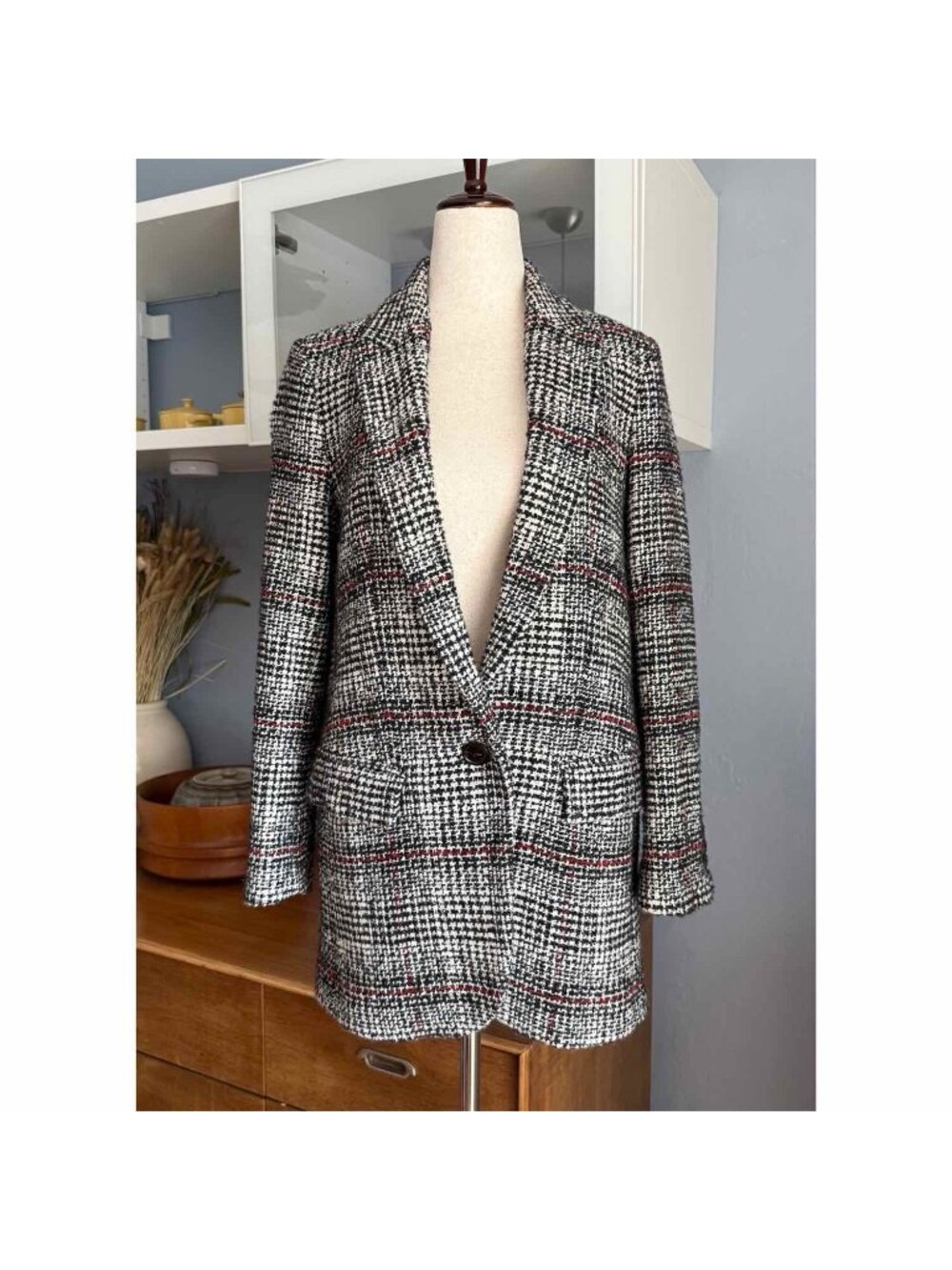 Isabel Marant Etoile Erix Checked Plaid Tweed Blazer Coat Sz 36